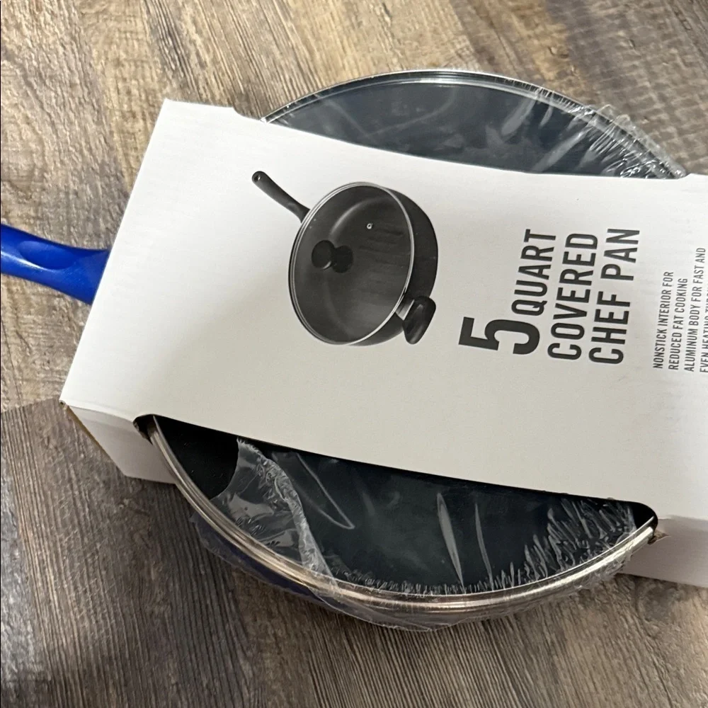 Martha Stewart Essentials Chef Pan with Blue Handle